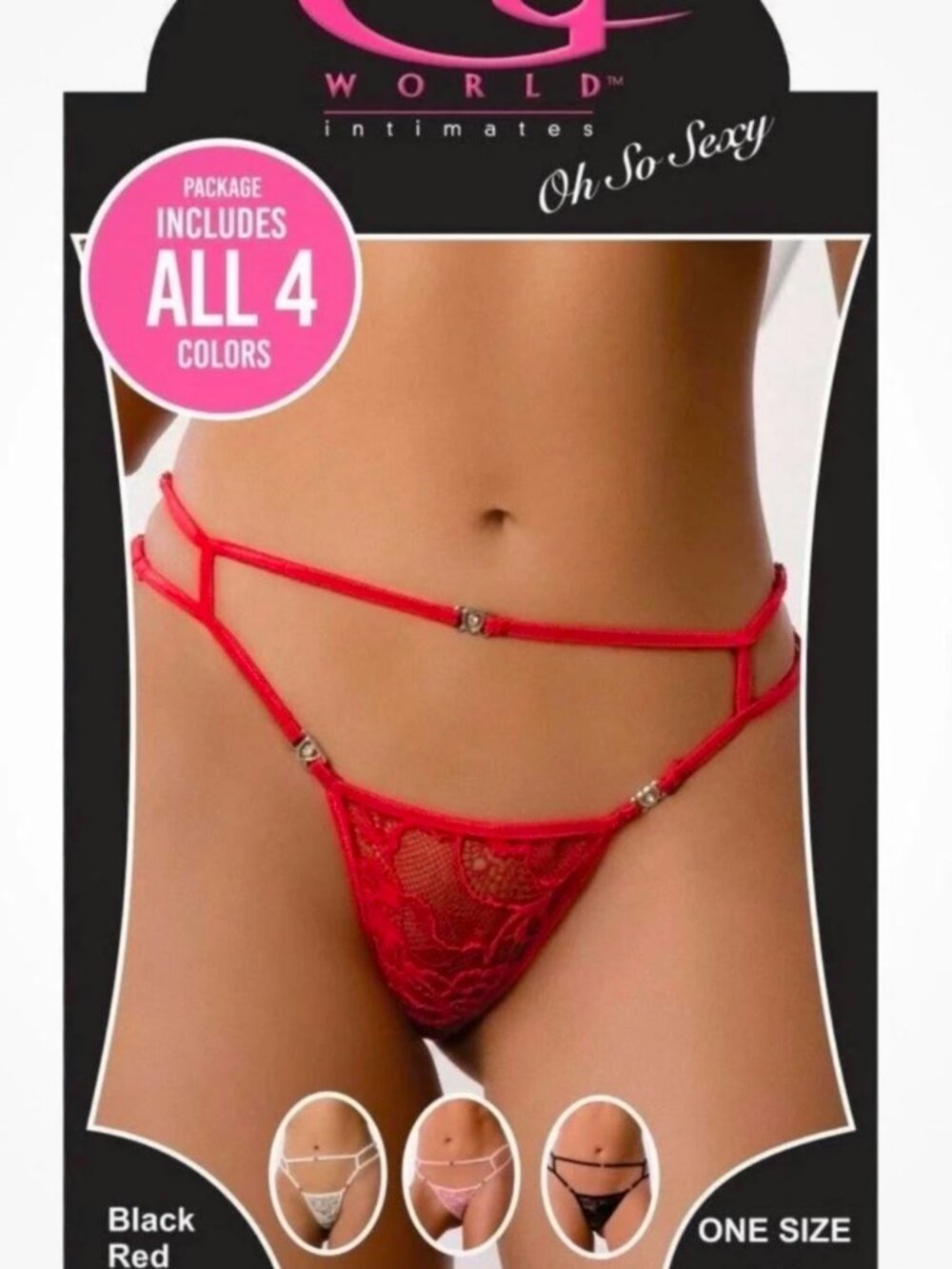 G World Intimates 4 Pack Thong Panties Multicolor Lace One Size P2168